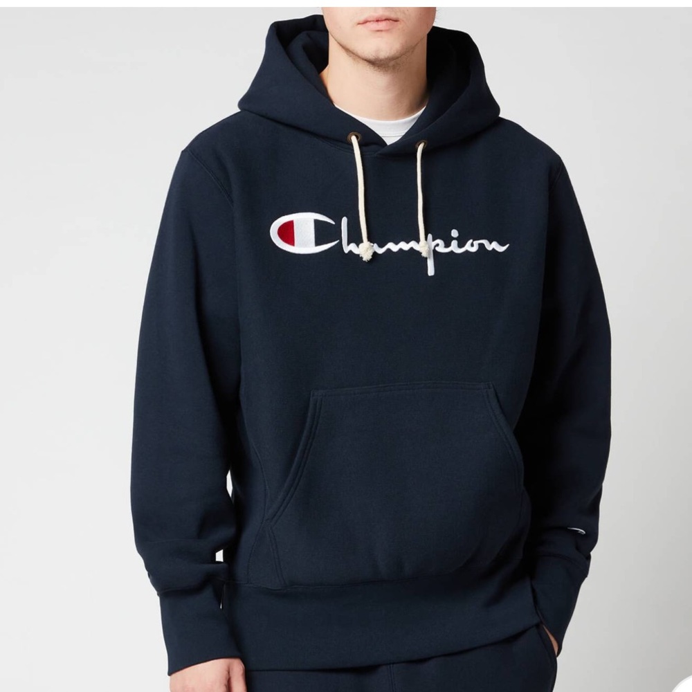 Champion Chest Script Pullover Hoodie Kids XL BLACK